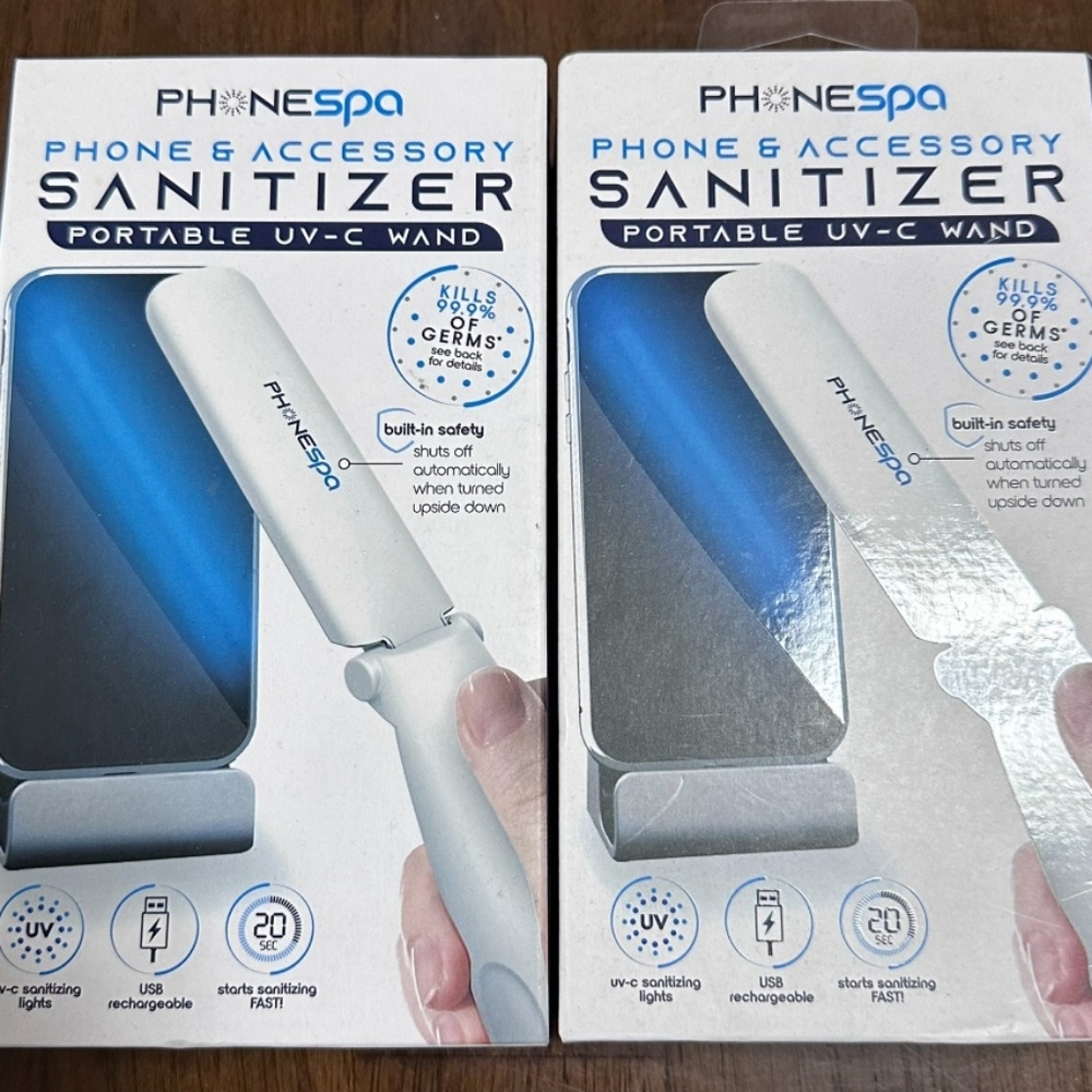 NWT (2) PHONESpa PORTABLE PHONE & ACCESSORY SANITIZER